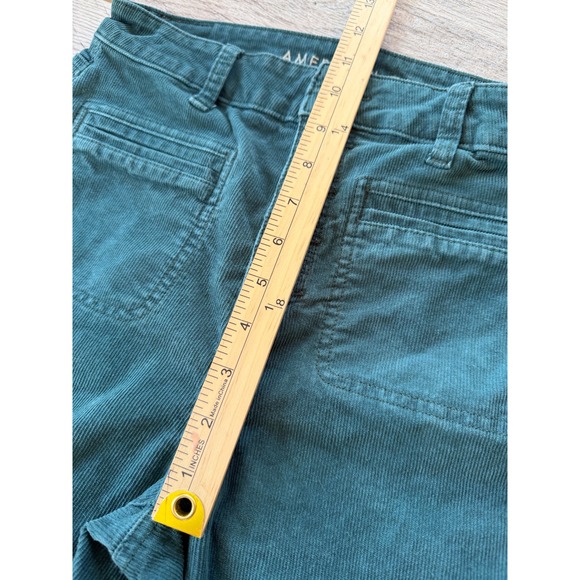 American Eagle Super Hi Rise Flare Corduroy Pants Size 8 Jeans Button Fly Teal - Picture 9 of 12